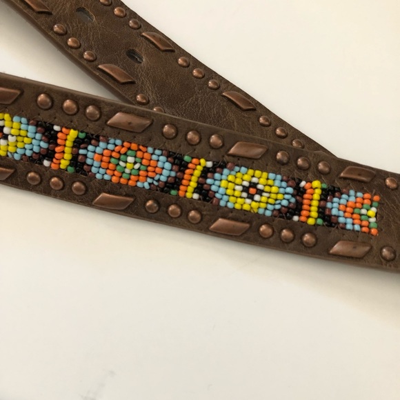 Boho Navaho Style Leather Belt - Picture 2 of 8